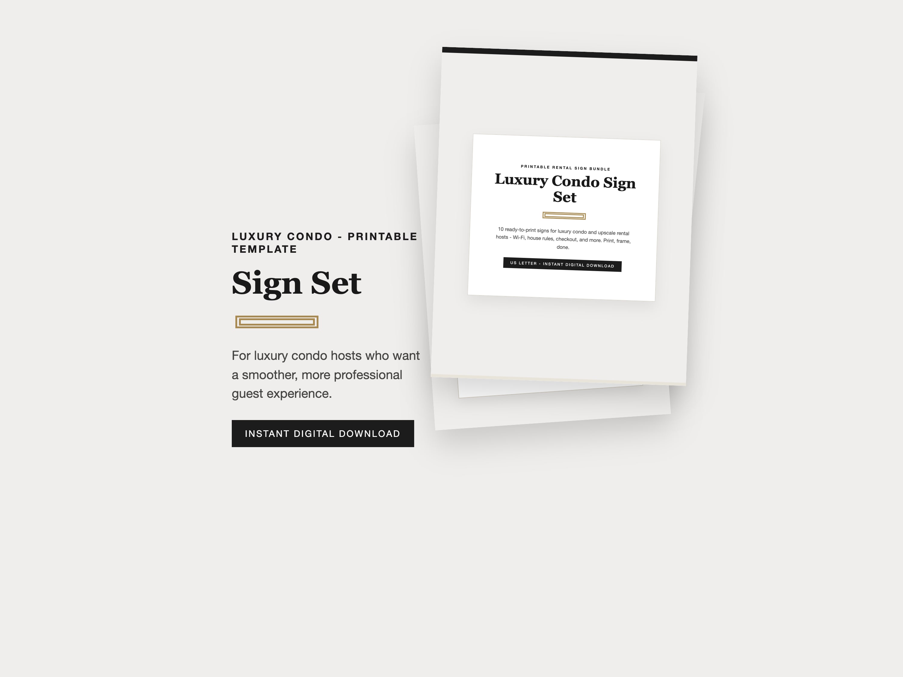 Luxury sign set printable template preview